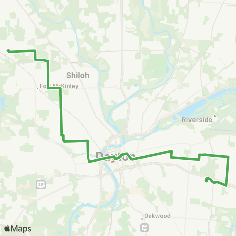 Greater Dayton RTA Linden - Eastown - Otterbein - Lex - NW Hub map