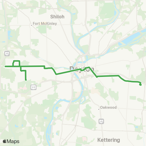 Greater Dayton RTA Townview - Hoover - Delphos - Xenia/Linden - Eastown map