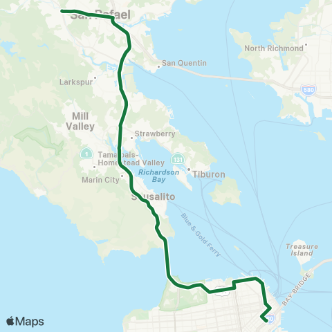 Golden Gate Transit San Anselmo - San Francisco map