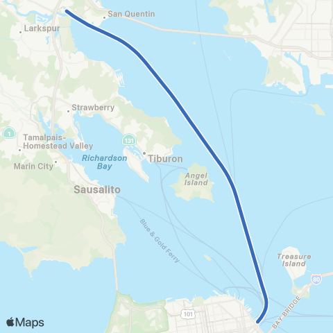 Golden Gate Transit Larkspur - San Francisco map