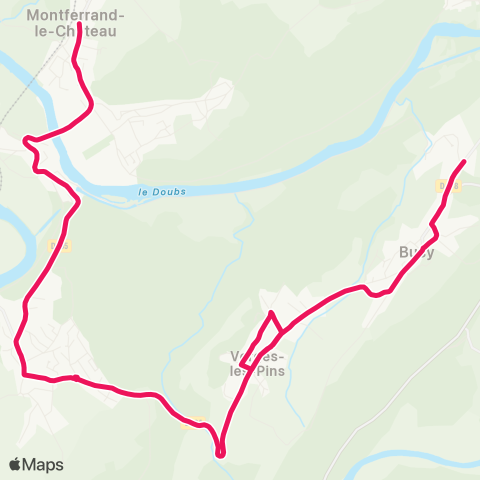 Ginko Busy ↔ Montferrand-le-Château map