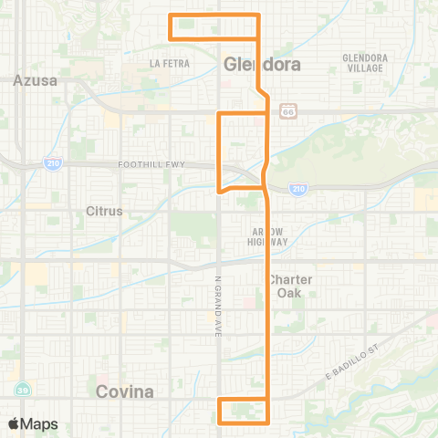 Glendora Shuttle Midday Shuttle: Orange map