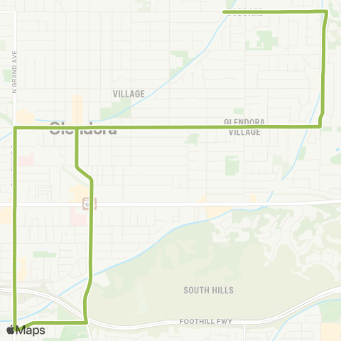 Glendora Shuttle Midday Shuttle: Green map