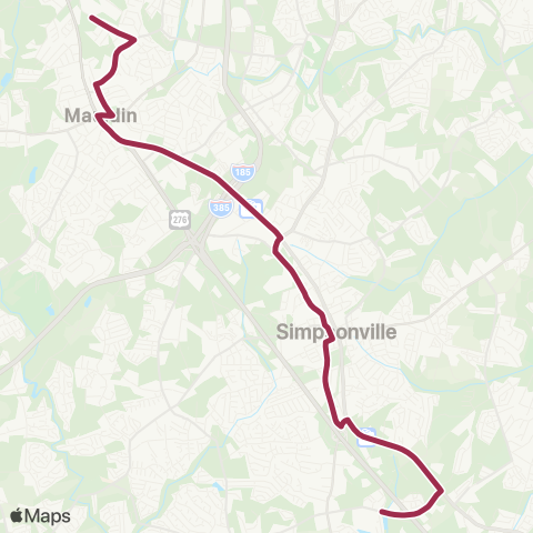 Greenlink Simpsonville Connector map