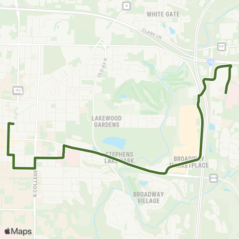 GoCOMO Green Route map