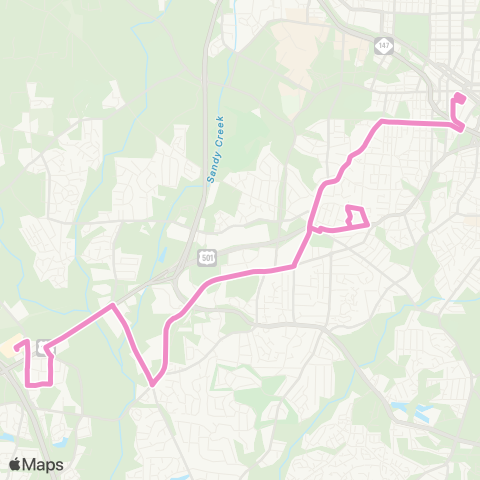 GoDurham Chapel Hill Rd – S Sq – New Hope Comm map