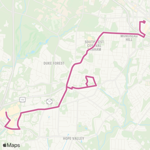 GoDurham Chapel Hill Rd – S Square – Shannon Rd map