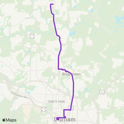 GoDurham N Roxboro Rd – Duke Reg – N Duke Xing map