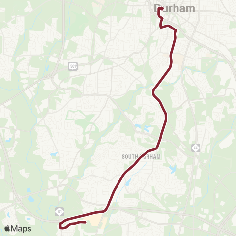 GoDurham Fayetteville St – NCCU – Southpoint map