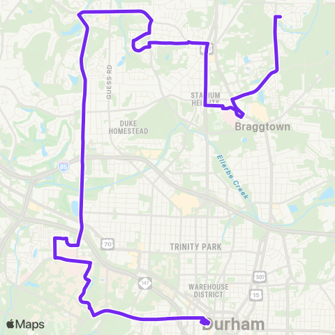 GoDurham Duke / VA - Duke Regional Hosp - Danube Ln map