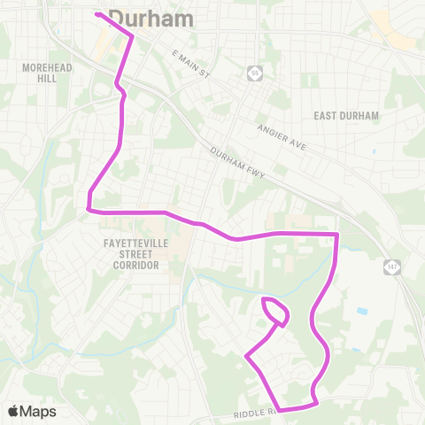 GoDurham Lawson St – NCCU – Durham Tech map