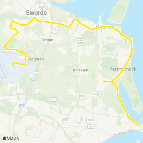 Go-Ahead Ireland Dublin Airport - Sutton DART map