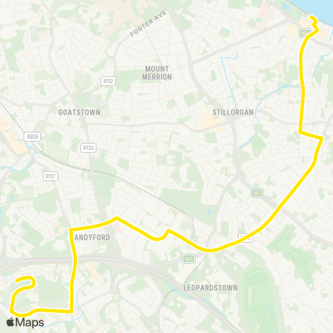 Go-Ahead Ireland Ticknock - Blackrock map