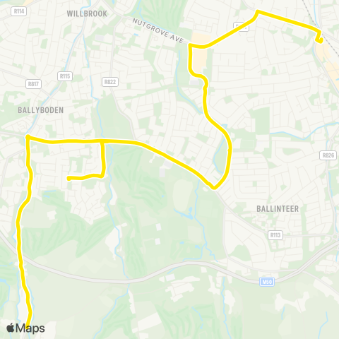 Go-Ahead Ireland Rockbrook - Dundrum map