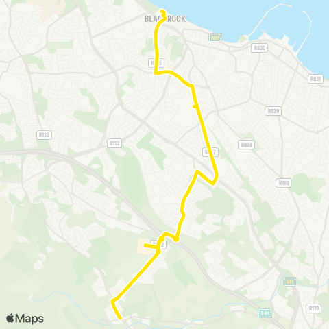 Go-Ahead Ireland Blackrock Station - Kilternan Village map