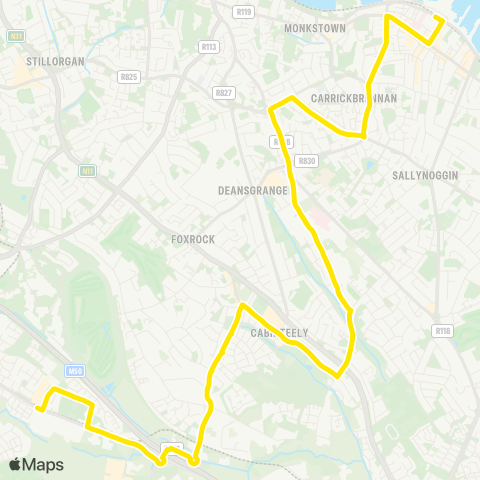 Go-Ahead Ireland Dun Laoghaire Sta - Leopardstown Valley map