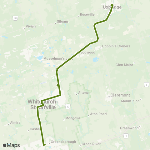 GO Transit Uxbridge / Mount Joy map