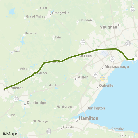 GO Transit Kitchener map