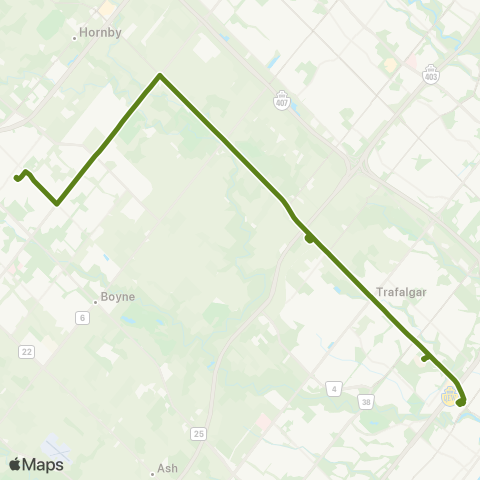 GO Transit Milton / Oakville map