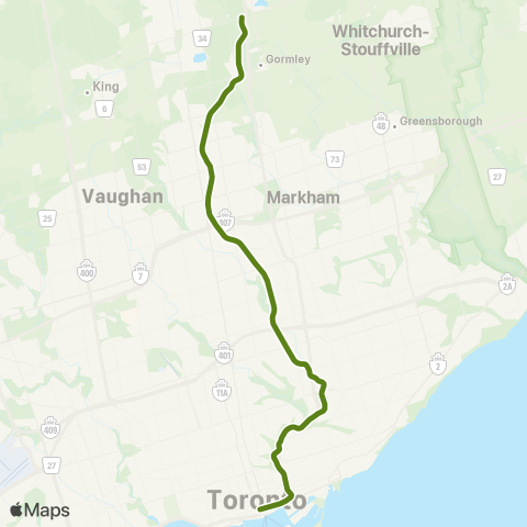 GO Transit Richmond Hill map