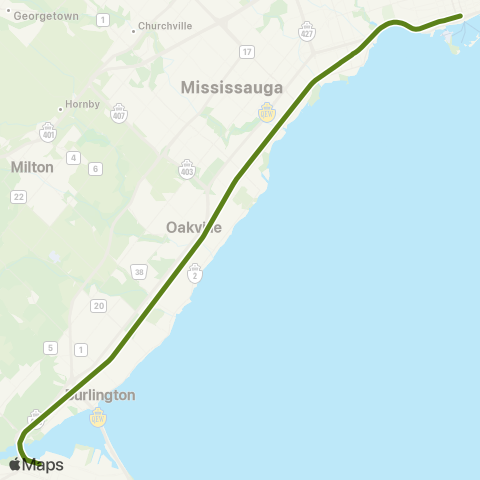 GO Transit Lakeshore West map