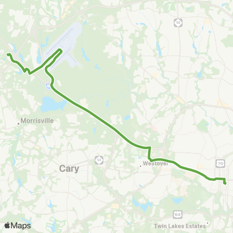 GoTriangle Raleigh - Airport - RTC map