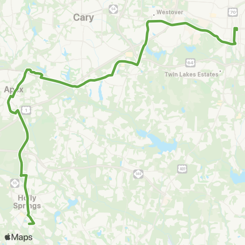 GoTriangle Holly Springs - Raleigh map