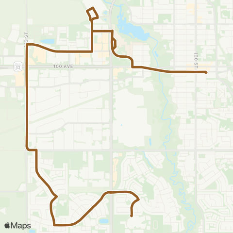 City of Grande Prairie Transit Route 1 map