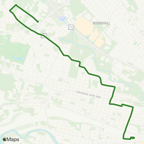 Valley Metro 12-Hoback to 3rd St Station map