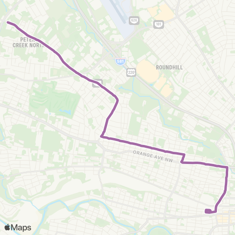 Valley Metro 86 - Peters Creek Road to 3rd St Station map