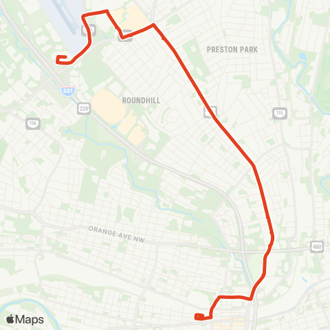 Valley Metro 22 - Valley Court to 3rd St Station map