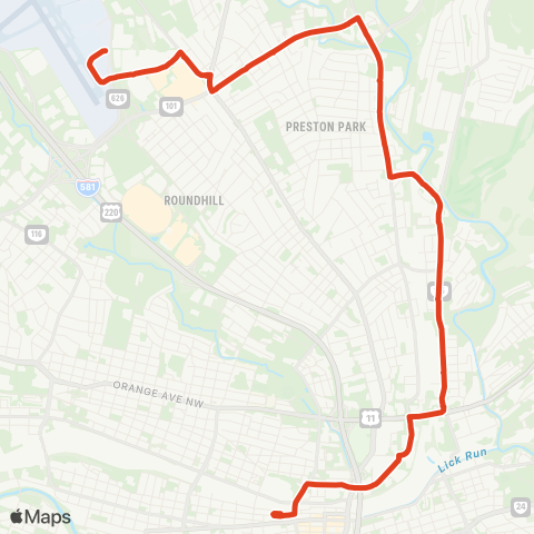 Valley Metro 26 - Airport to 3rd St Station map