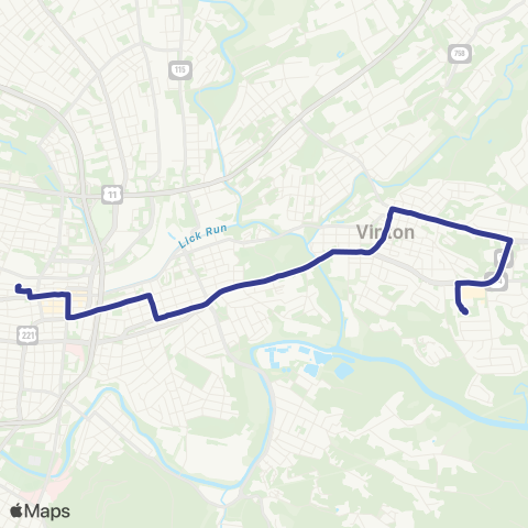 Valley Metro 36 - Vinton to 3rd St Station map