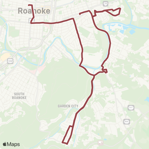 Valley Metro 41 - 3rd St Station to Southeast Roanoke map