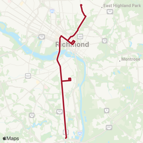 GRTC Highland Park / U.S. 1 / Harwood map