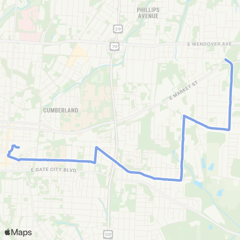 Greensboro Transit Agency Gorrell Street map