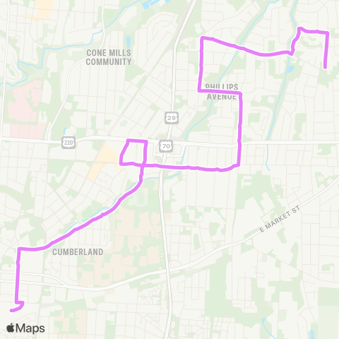 Greensboro Transit Agency Bessemer Avenue / Phillips Avenue map