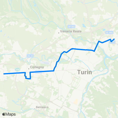 GTT Torino Rivoli - Grugliasco - San Mauro (Stabilimento New Holland Kobelco) map