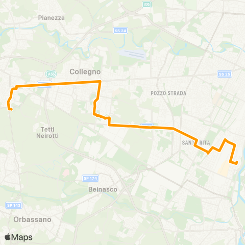 GTT Torino Ospedale Di Rivoli - via Ventimiglia map