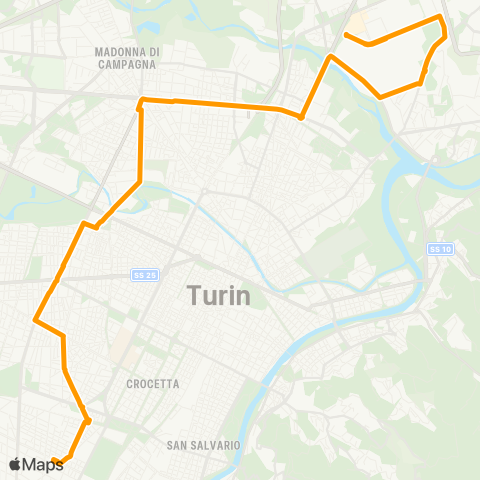 GTT Torino Speciale Stabilimenti, Corso Sebastopoli - Strada Cascinette map