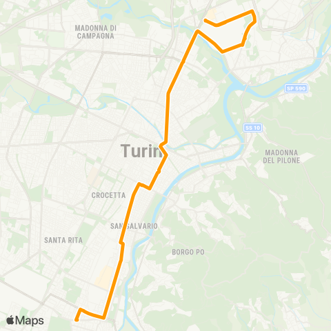 GTT Torino Speciale Stabilimenti, via Vigliani - Strada Cascinette map