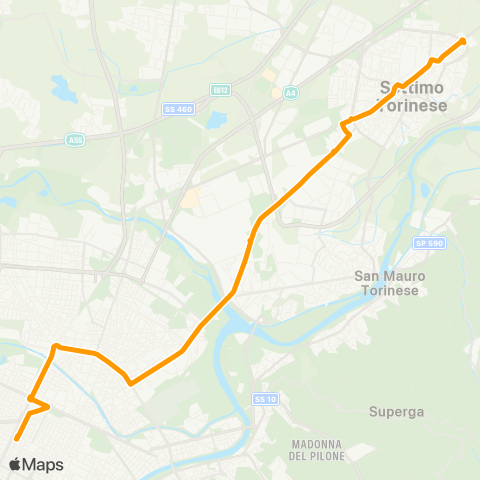 GTT Torino Via Lombardia (Settimo Torinese) - Corso Bolzano map