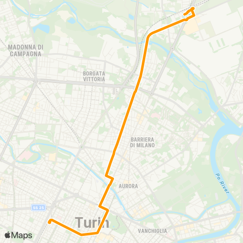 GTT Torino Feriale, Corso Vercelli (Park Stura) - Corso Bolzano map