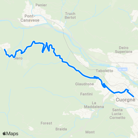 GTT Torino Cuorgne' - Alpette map