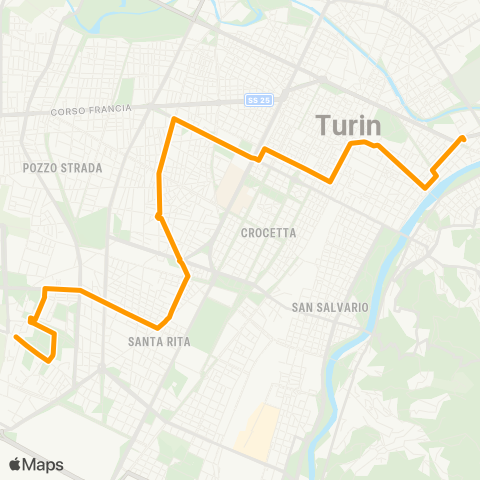 GTT Torino Via Moncalieri (Grugliasco) - Corso Farini map