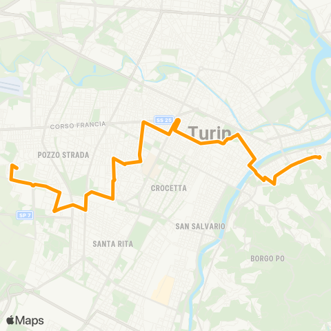 GTT Torino Corso Tirreno (Grugliasco) - Largo Tabacchi map