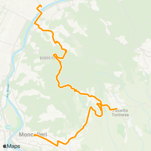 GTT Torino Piazza Failla (Moncalieri) - Corso San Maurizio map