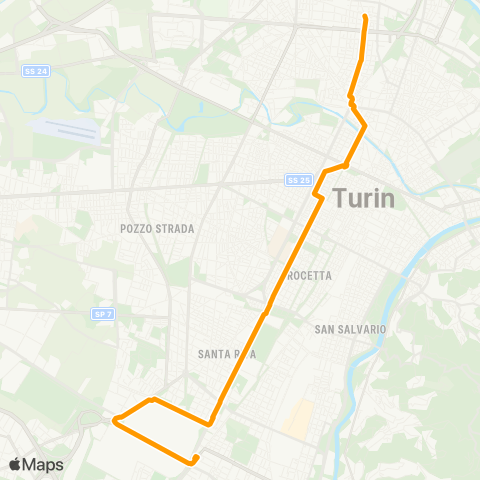 GTT Torino Speciale Stabilimenti, via Della Cella - Piazzale Caio Mario map