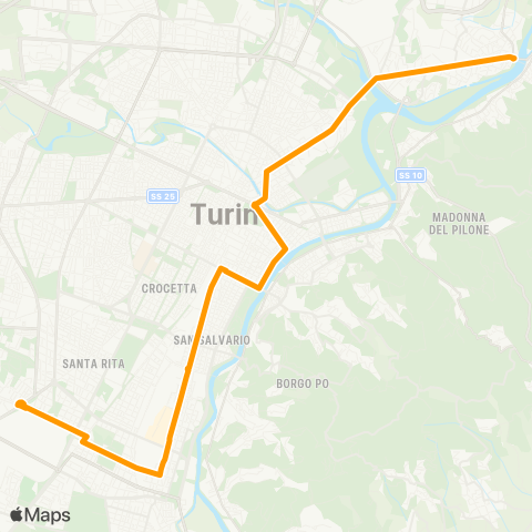 GTT Torino Speciale Stabilimenti, Piazza Mochino (San Mauro) - Corso Tazzoli map