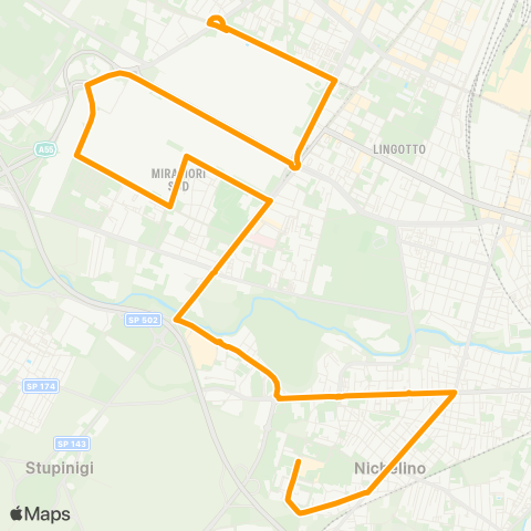 GTT Torino Speciale Stabilimenti, via Amendola (Nichelino) - Corso Tazzoli map